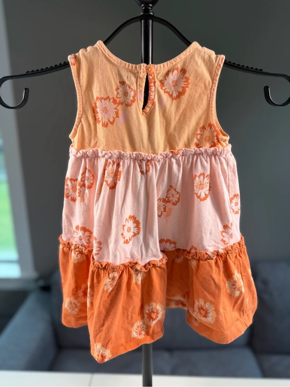 Carter's Orange & Peach Floral Tiered Tank Dress